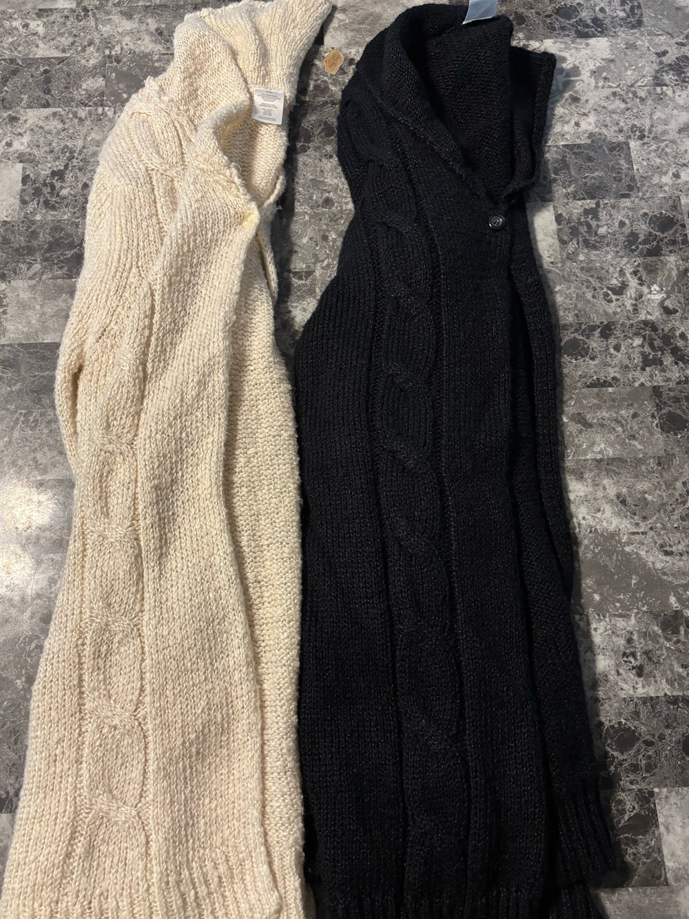 Women’s Cable Knit Sweater Cardigan — Black and Cream